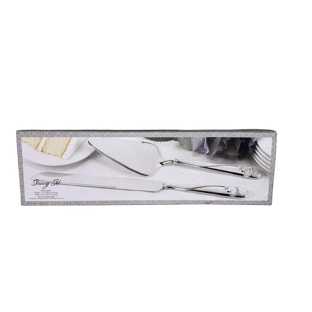 Silver Plated‎ Wedding Cake Serving Set Graceful Heart Hortense Hewitt